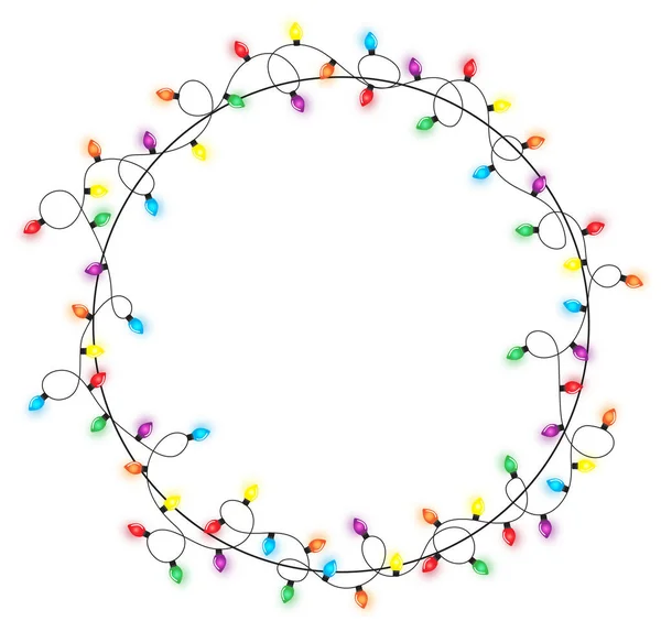 Beyaz arkaplan vektöründe izole edilmiş Noel ışıkları dizisi