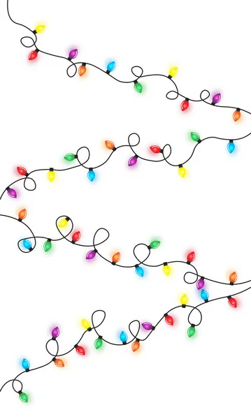 Christmas Lights String Isolated White Background Vector — Vettoriale Stock