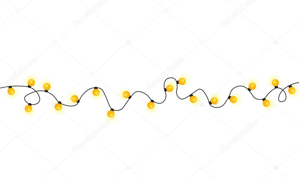 Christmas lights string isolated on white background vector