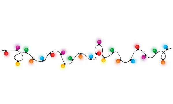 Natal Luzes Corda Isolada Vetor Fundo Branco —  Vetores de Stock