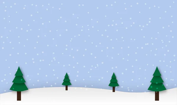 Рождественский Зимний Пейзаж Снежинкой — стоковый вектор