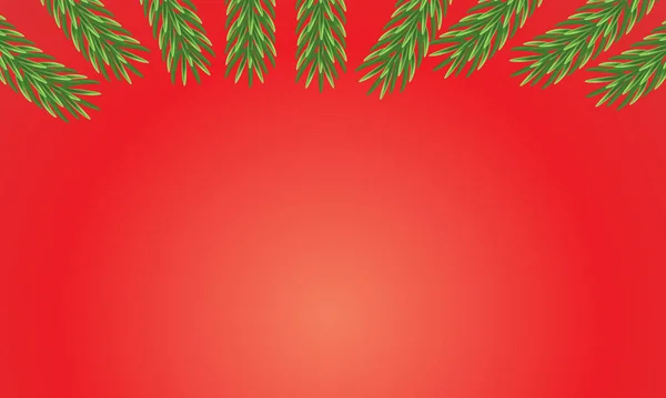 Detailed Red Frame Fir Twigs Christmas Holiday Background Vector Illustration — ストックベクタ