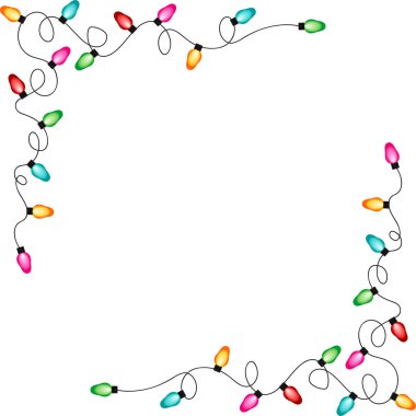 Beyaz arkaplan vektöründe izole edilmiş Noel ışıkları dizisi