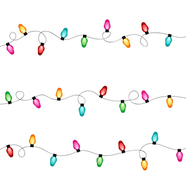 Christmas Lights String Isolated White Background Vector — Stock vektor