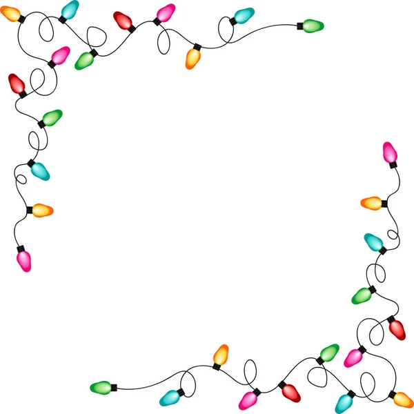 Christmas Lights String Isolated White Background Vector — 图库矢量图片