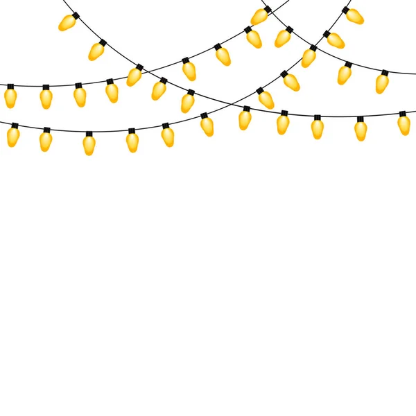 Christmas Lights String Isolated White Background Vector — Stockvektor