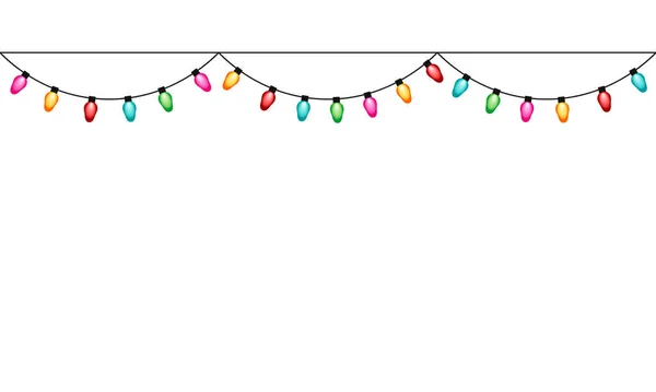 Різдвяні Вогні Струни Ізольовані Білому Тлі Відсічним Контуром — стоковий вектор