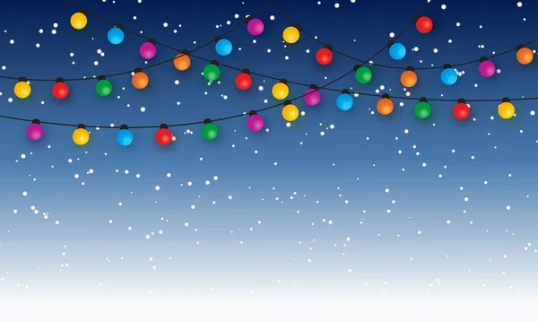 Christmas Light Bulbs Starry Sky Backgroun — Stockvektor