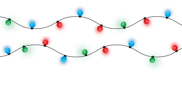 Kerstverlichting String Geïsoleerd Witte Achtergrond Met Clipping Pad — Stockvector