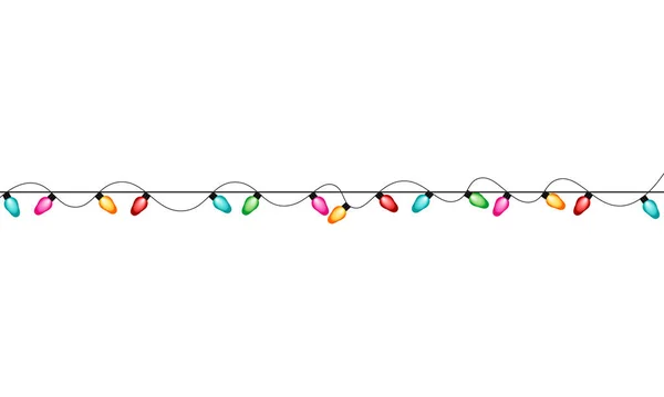 Kerstverlichting String Geïsoleerd Witte Achtergrond Met Clipping Pad — Stockvector