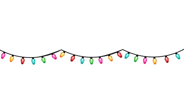 Christmas Lights String Isolated White Background Clipping Path — Stock Vector