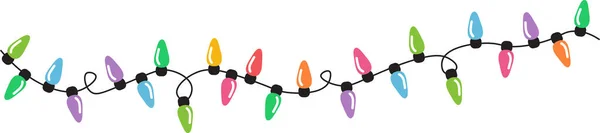 Christmas Lights String Isolated White Background Vector — ストックベクタ