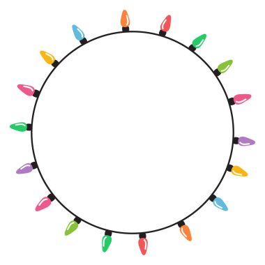 Beyaz arkaplan vektöründe izole edilmiş Noel ışıkları dizisi