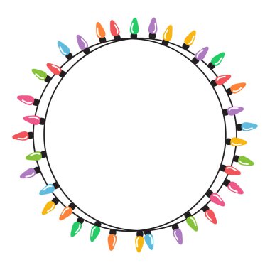 Beyaz arkaplan vektöründe izole edilmiş Noel ışıkları dizisi