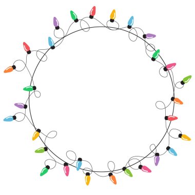 Beyaz arkaplan vektöründe izole edilmiş Noel ışıkları dizisi