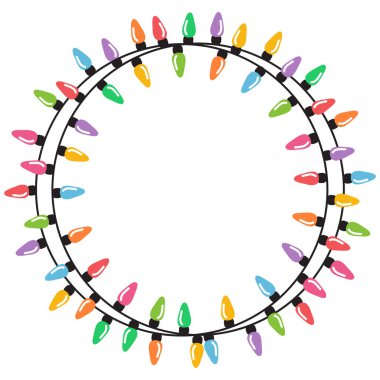 Beyaz arkaplan vektöründe izole edilmiş Noel ışıkları dizisi