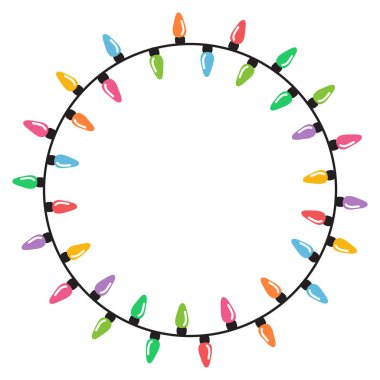 Beyaz arkaplan vektöründe izole edilmiş Noel ışıkları dizisi