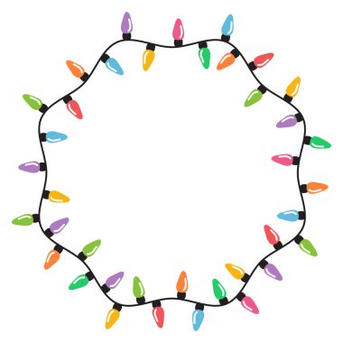 Beyaz arkaplan vektöründe izole edilmiş Noel ışıkları dizisi