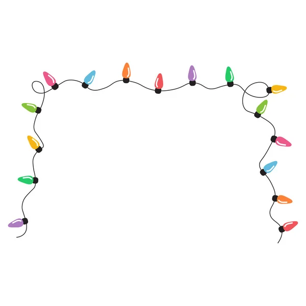 Christmas Lights String Isolated White Background Vector — Stock vektor