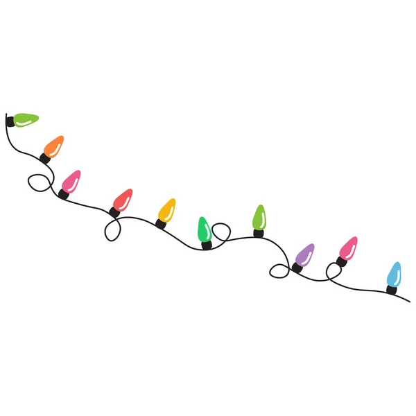 Christmas Lights String Isolated White Background Vector —  Vetores de Stock