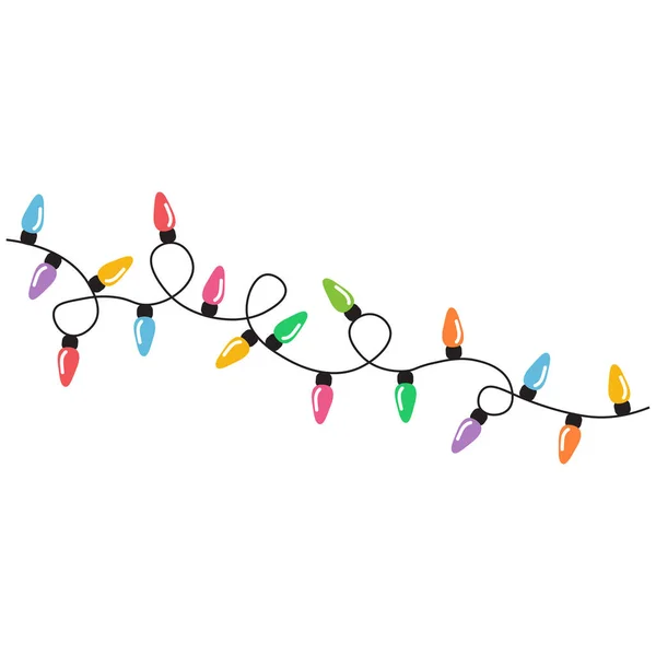 Christmas Lights String Isolated White Background Vector — Stock Vector