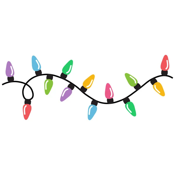 Christmas Lights String Isolated White Background Vector — 图库矢量图片