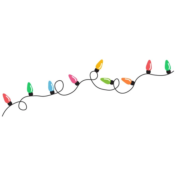 Christmas Lights String Isolated White Background Vector — Stock Vector