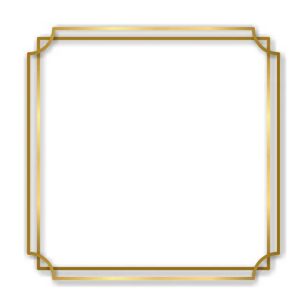 影とゴールド光沢のある輝くヴィンテージフレームは 透明背景を隔離しました 黄金の豪華な現実的な長方形の境界線 ベクターイラスト — ストックベクタ
