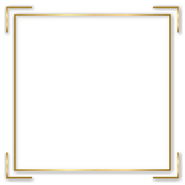 Marco Vintage Brillante Dorado Con Sombras Aisladas Fondo Transparente Borde — Vector de stock