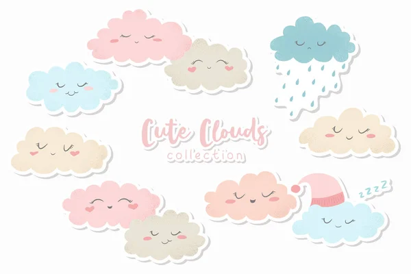 Hand drawn moon, stars and clouds. Cute cartoon kawaii stickers collection.  Funny comic character patch. Child print for graphic tee. 18933198 Vector  Art at Vecteezy