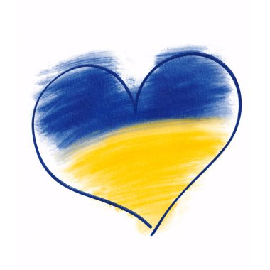 Suluboya Ukrayna mavisi sarı bayrak ve kalp şekli