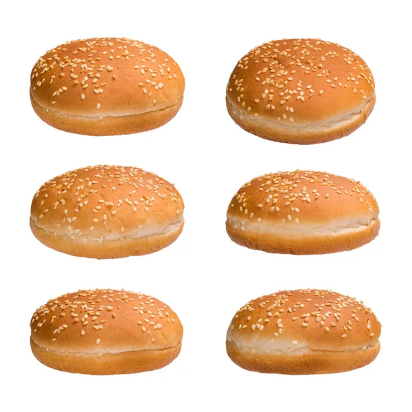 Σύνολο Ψωμιού Burger Απομονωμένο Λευκό Φόντο — Φωτογραφία Αρχείου