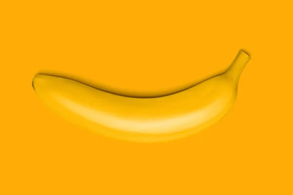 Fresh Ripe Banana Isolated Yellow Background — Fotografie, imagine de stoc