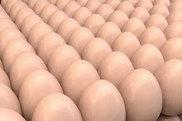 Many Chicken Eggs Render Realistic Background — Zdjęcie stockowe
