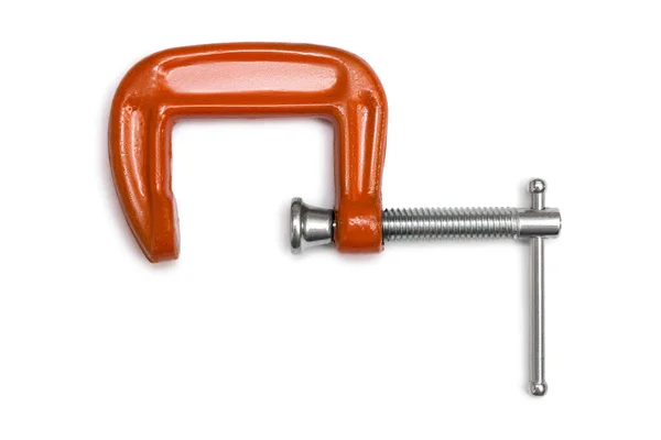 Orange Steel Clamp Tool Isolated White Background — Stock fotografie