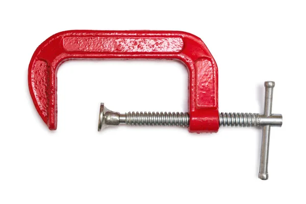 Red Steel Clamp Tool Isolated White Background — ストック写真