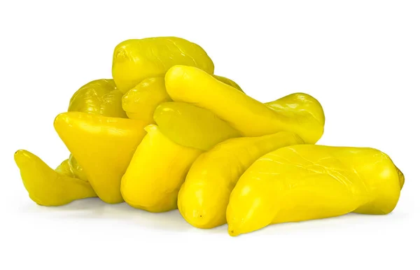 Fresh Yellow Pickled Paprika Pile Winter Storage Peppers Isolated White — стоковое фото