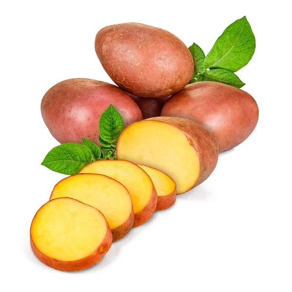 Κόκκινες Πατάτες Solanum Tuberosum Είναι Ανοιχτόχρωμες Πατάτες Ανοιχτόχρωμο Φλοιό Λιγότερο — Φωτογραφία Αρχείου