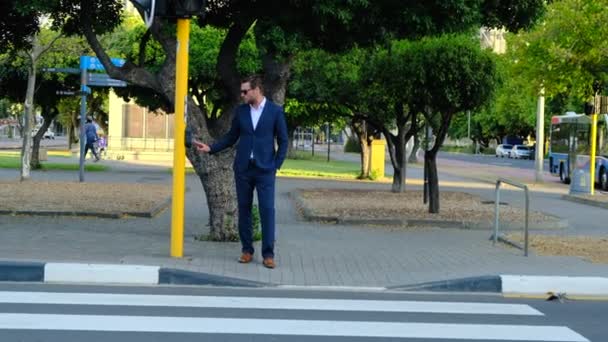 Traffic Light Green Light Safe Move Pedestrian Crossing Street Sign — Vídeos de Stock