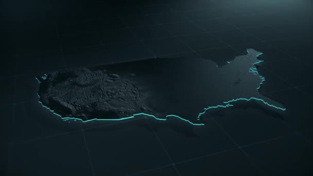 Uma Varredura Digital Mapa Topográfico Relevo Dos Estados Unidos Com — Vídeo de Stock