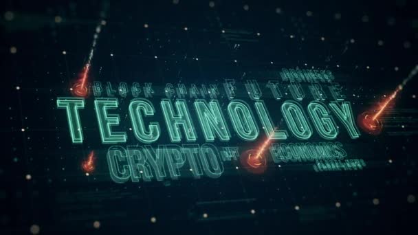 Tech Animierter Texttitel Mit Hud Elementen Programmiercode Futuristisches Raster Technologischer — Stockvideo