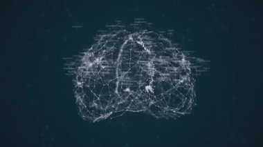 Sinir devreleri ve soyut bağlantıların şebekeleriyle beynin yüksek teknolojili üç boyutlu modeli. Yüksek teknoloji 3D Beyin Modeli.