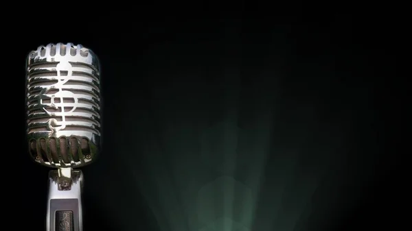 Retro Mikrofon Pro Nahrávání Vystupování Pro Zpěváky Jevišti Bokeh Světlo — Stock fotografie