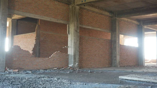 Das Gebiet Der Verlassenen Alten Gebäude Die Konstruktion Kann Nicht — Stockfoto