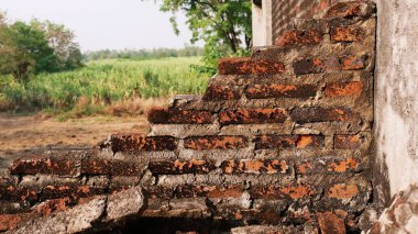 Geleneksel olmayan inşaat alanı. Duvarcılık ihmal edilmiş, sorumsuz, ilerlemeyen, sadece yarısı bitmiş. Bazı kısımlarında duvarların pürüzlü yüzeyleri vardı..