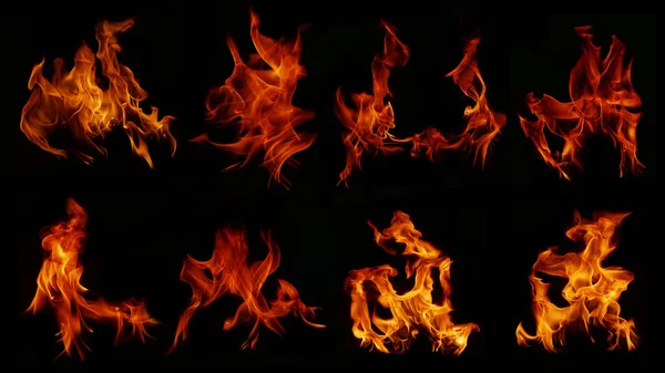 Μια Συλλογή Από Εικόνες Φλόγας Flame Flame Υφή Για Ιδιότροπο — Φωτογραφία Αρχείου
