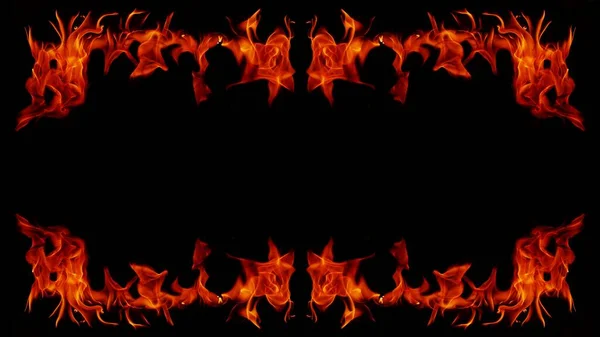 Peligroso Infierno Caliente Fuego Llamas Foto Marco Abstracto Fuego Cuadrados — Foto de Stock