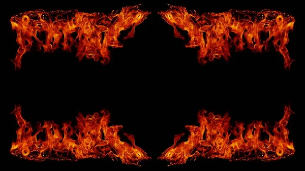 Gevaarlijke Hete Inferno Vuur Vlammen Fotolijst Abstract Vuur Pleinen Zwarte — Stockfoto