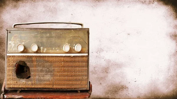 Very Old Damaged Radio Player Old Picture Background — Foto de Stock