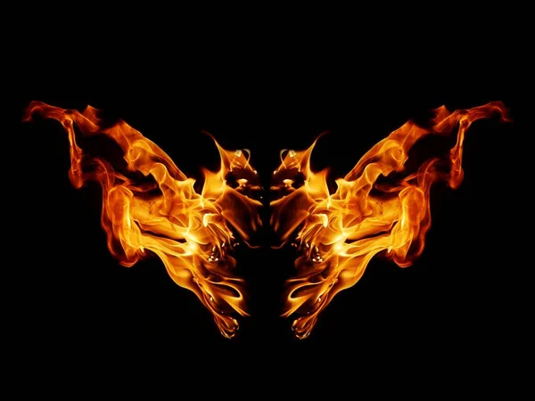 Прекрасное Пламя Форме Воображаемого Ада Показывая Опасный Огненный Пыл Черный — стоковое фото